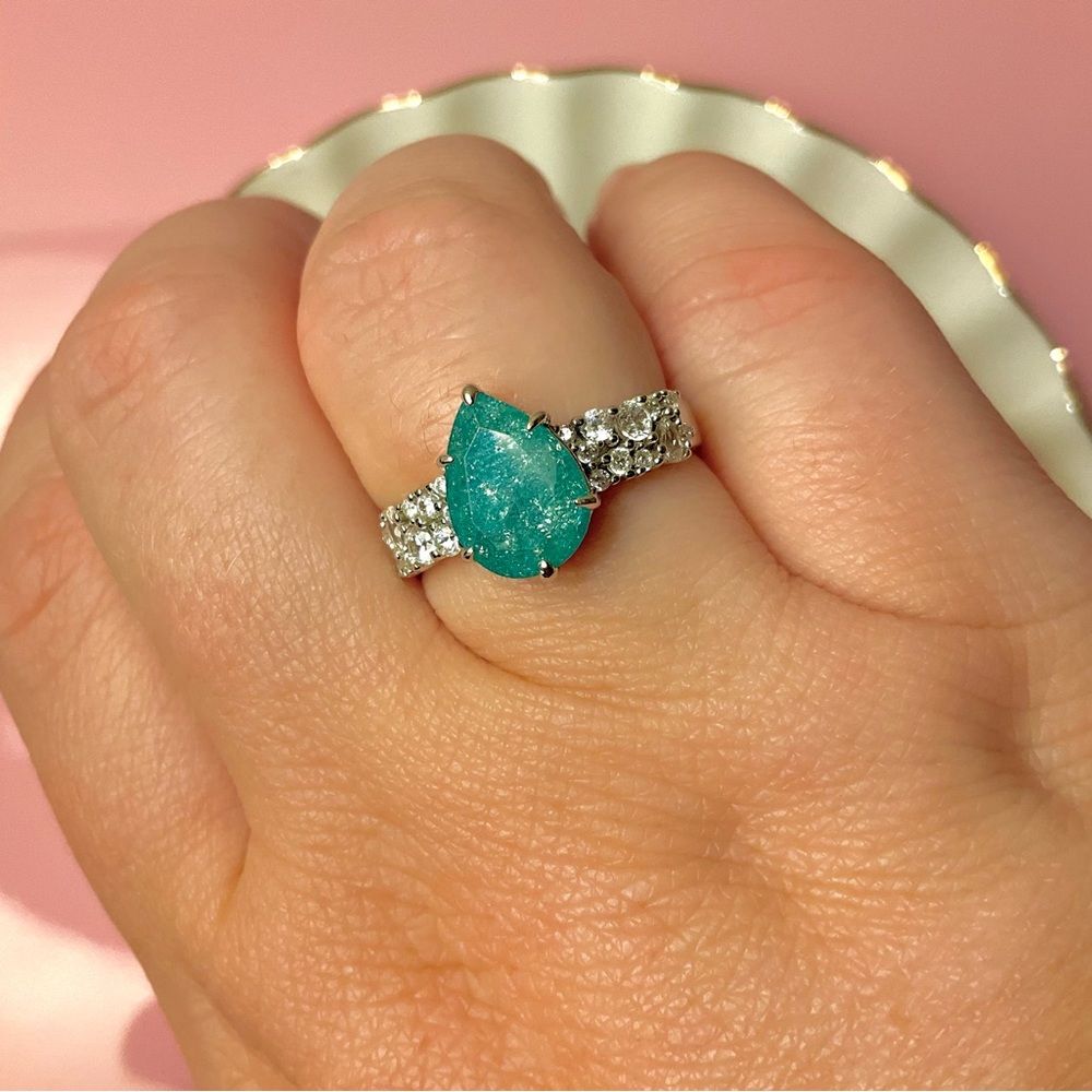 Ring Bomb Party RBP Turquoise Ice Crystal RG57332 Ring Size 9 NWT Sterling Club